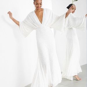 ASOS Ciara high low sequin kimono wedding dress ✨